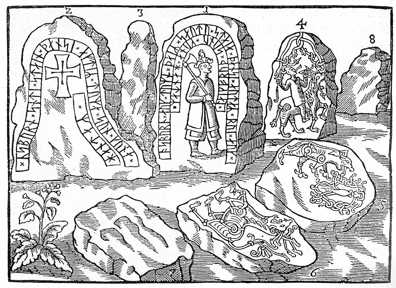 Ole Worm’s etching of the Hunnestad stones